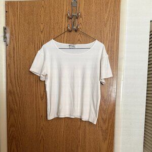 Vintage 90s Clio Basic Baby Cropped Tee Layering Petite Large Cream Ivory
